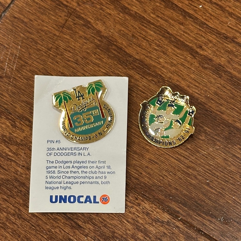 Dodgers 35th Anniversary and Workd Champions Pins